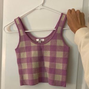purple/ cream tank top, very soft material, knit,willing to trade